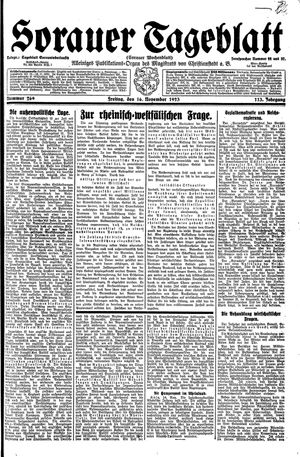 Sorauer Tageblatt vom 16.11.1923