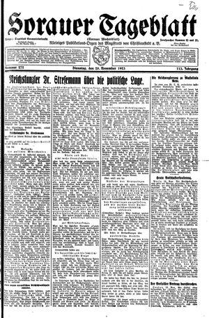 Sorauer Tageblatt vom 20.11.1923