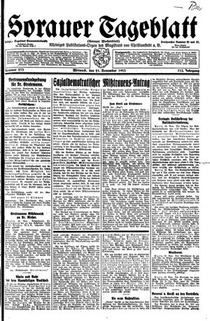 Sorauer Tageblatt vom 21.11.1923