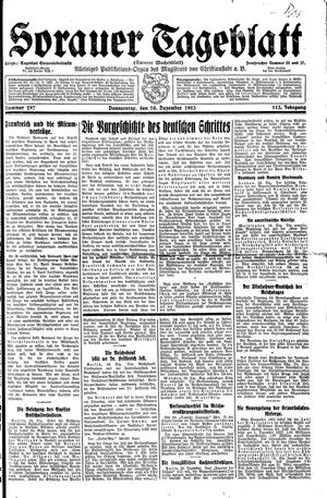 Sorauer Tageblatt vom 20.12.1923