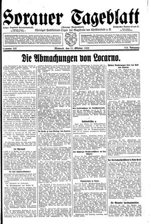 Sorauer Tageblatt vom 21.10.1925