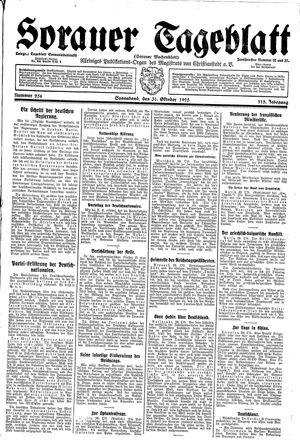 Sorauer Tageblatt vom 31.10.1925