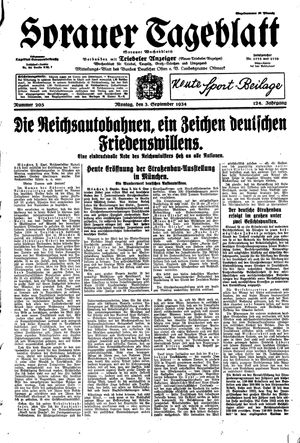 Sorauer Tageblatt vom 03.09.1934