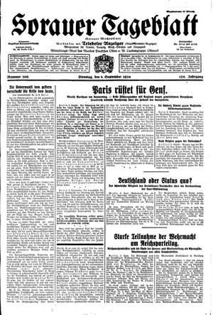 Sorauer Tageblatt vom 04.09.1934