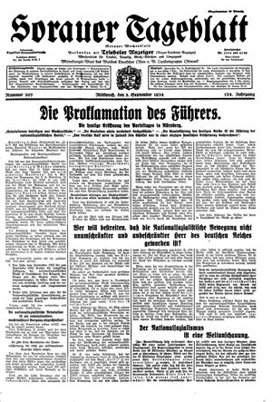 Sorauer Tageblatt vom 05.09.1934