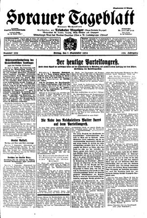 Sorauer Tageblatt vom 07.09.1934