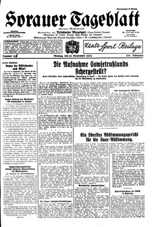 Sorauer Tageblatt vom 10.09.1934