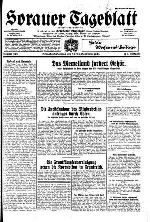 Sorauer Tageblatt vom 22.09.1934
