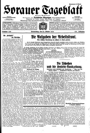 Sorauer Tageblatt vom 25.10.1934