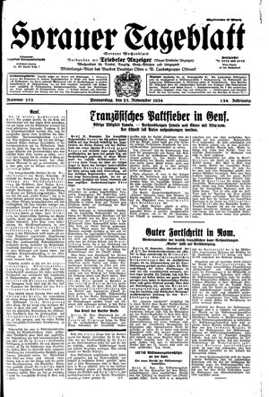 Sorauer Tageblatt vom 22.11.1934