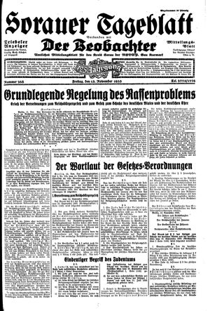 Sorauer Tageblatt vom 15.11.1935