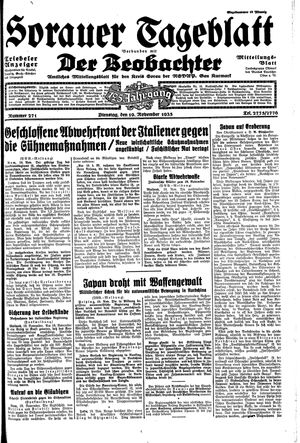 Sorauer Tageblatt vom 19.11.1935