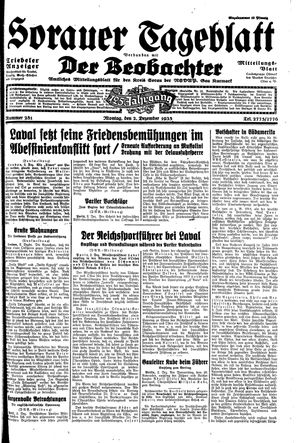 Sorauer Tageblatt vom 02.12.1935