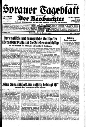 Sorauer Tageblatt vom 12.12.1935