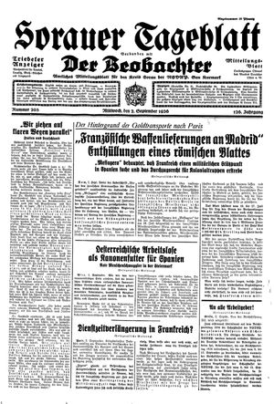 Sorauer Tageblatt vom 02.09.1936