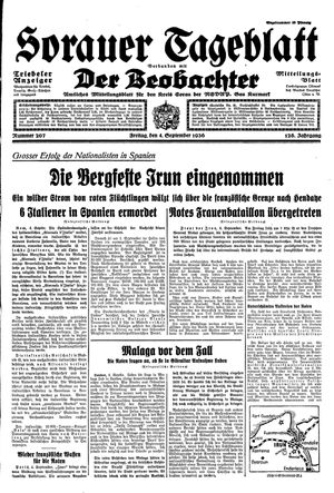 Sorauer Tageblatt vom 04.09.1936