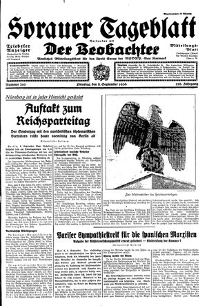 Sorauer Tageblatt vom 08.09.1936