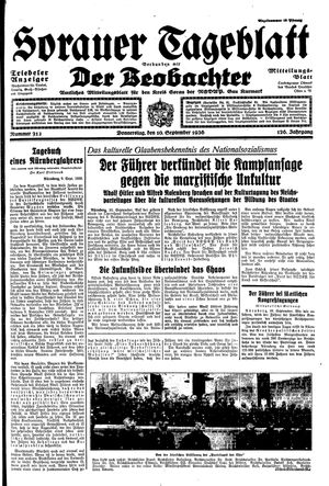 Sorauer Tageblatt vom 10.09.1936