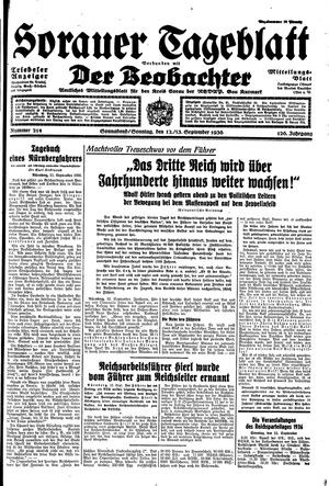 Sorauer Tageblatt vom 12.09.1936