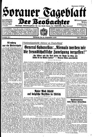 Sorauer Tageblatt vom 16.09.1936
