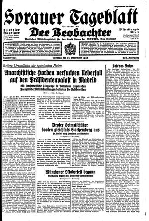 Sorauer Tageblatt vom 21.09.1936