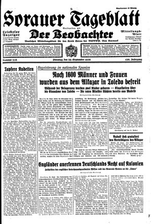 Sorauer Tageblatt vom 29.09.1936