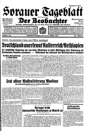Sorauer Tageblatt vom 24.10.1936