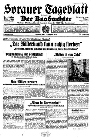 Sorauer Tageblatt vom 02.11.1936