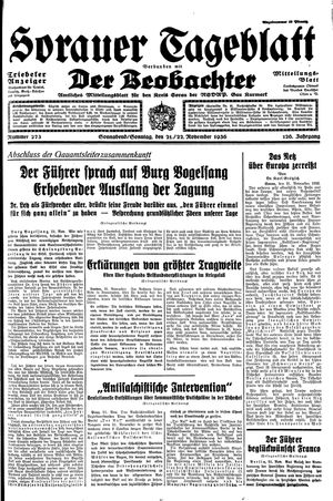 Sorauer Tageblatt vom 21.11.1936