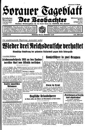 Sorauer Tageblatt vom 25.11.1936