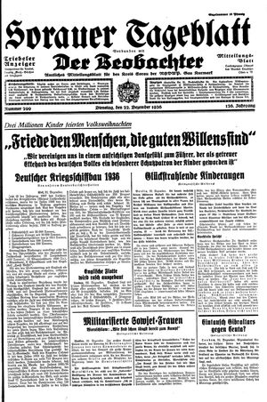 Sorauer Tageblatt vom 22.12.1936
