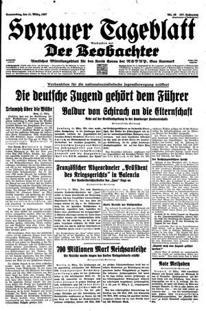 Sorauer Tageblatt vom 11.03.1937