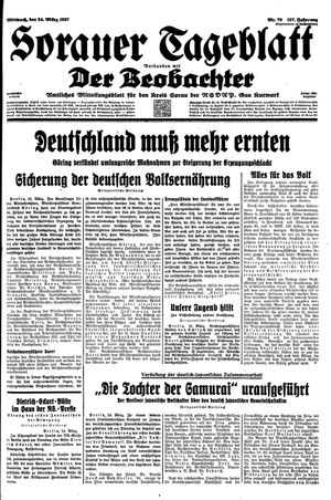 Sorauer Tageblatt vom 24.03.1937