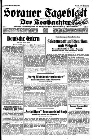 Sorauer Tageblatt vom 27.03.1937