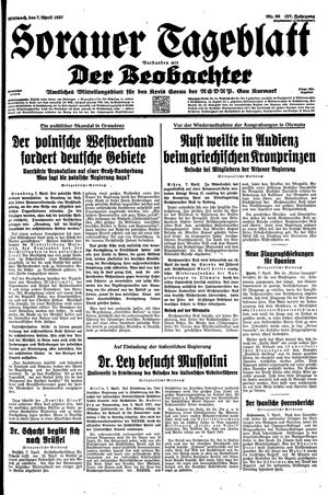Sorauer Tageblatt vom 07.04.1937