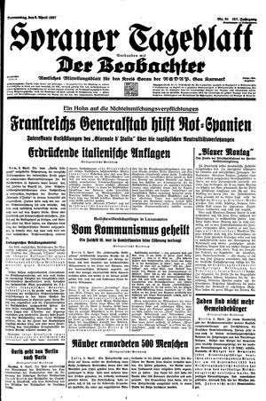 Sorauer Tageblatt vom 08.04.1937