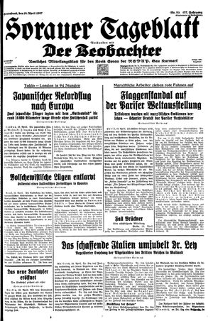 Sorauer Tageblatt vom 10.04.1937