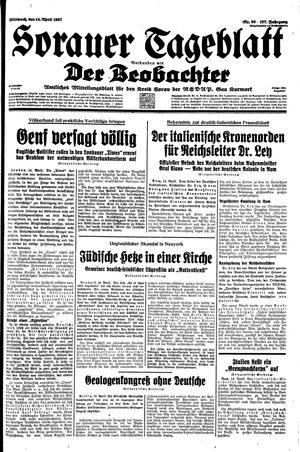 Sorauer Tageblatt on Apr 14, 1937