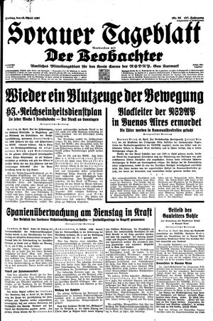 Sorauer Tageblatt vom 16.04.1937