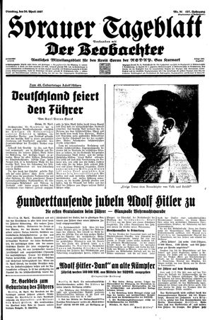 Sorauer Tageblatt vom 20.04.1937