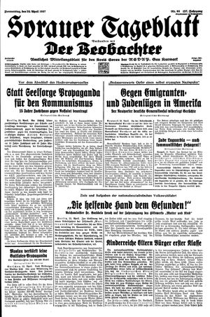 Sorauer Tageblatt vom 22.04.1937