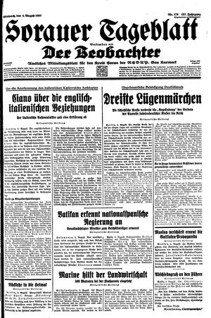 Sorauer Tageblatt vom 04.08.1937