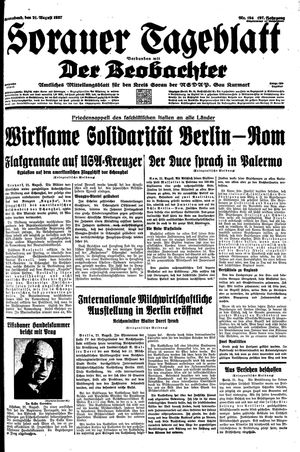 Sorauer Tageblatt vom 21.08.1937