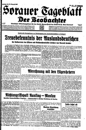 Sorauer Tageblatt vom 30.08.1937