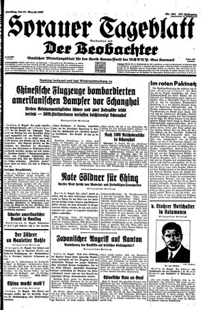 Sorauer Tageblatt vom 31.08.1937