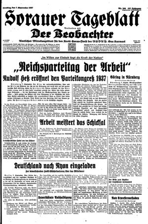 Sorauer Tageblatt vom 07.09.1937