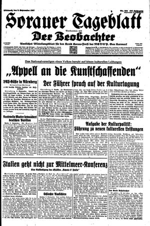Sorauer Tageblatt vom 08.09.1937