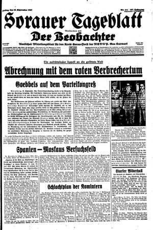 Sorauer Tageblatt vom 10.09.1937