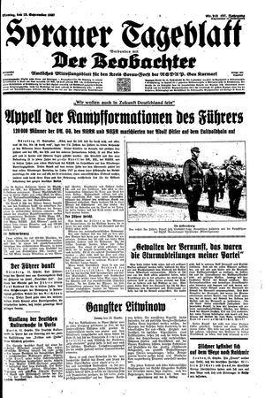 Sorauer Tageblatt vom 13.09.1937