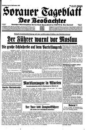 Sorauer Tageblatt vom 14.09.1937